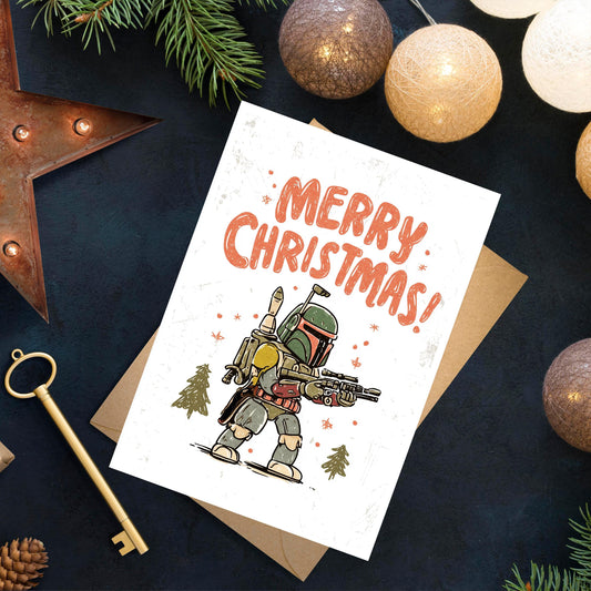 Boba Fett Christmas card, Mandalorian Card • Star Wars Gift • Star Wars Christmas Card • Baby Yoda • Funny Christmas Card • Christmas cards