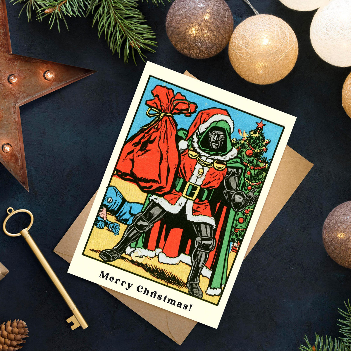 Doom Christmas Card, Funny Marvel Christmas Card, Doctor Doom Xmas Card, Superhero Holiday Card, Comic Book Christmas Gift