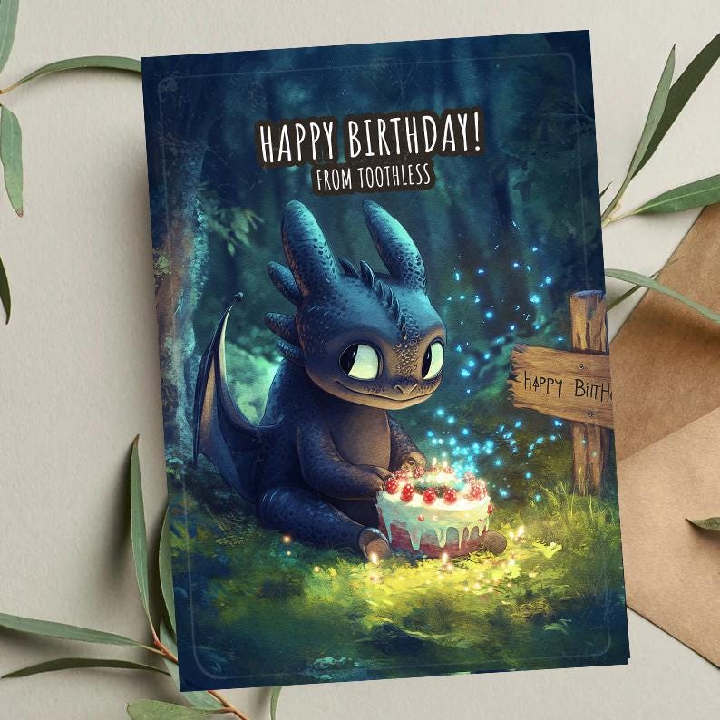 Toothless Birthday Card: How To Train Your Dragon, A5 Greeting Card