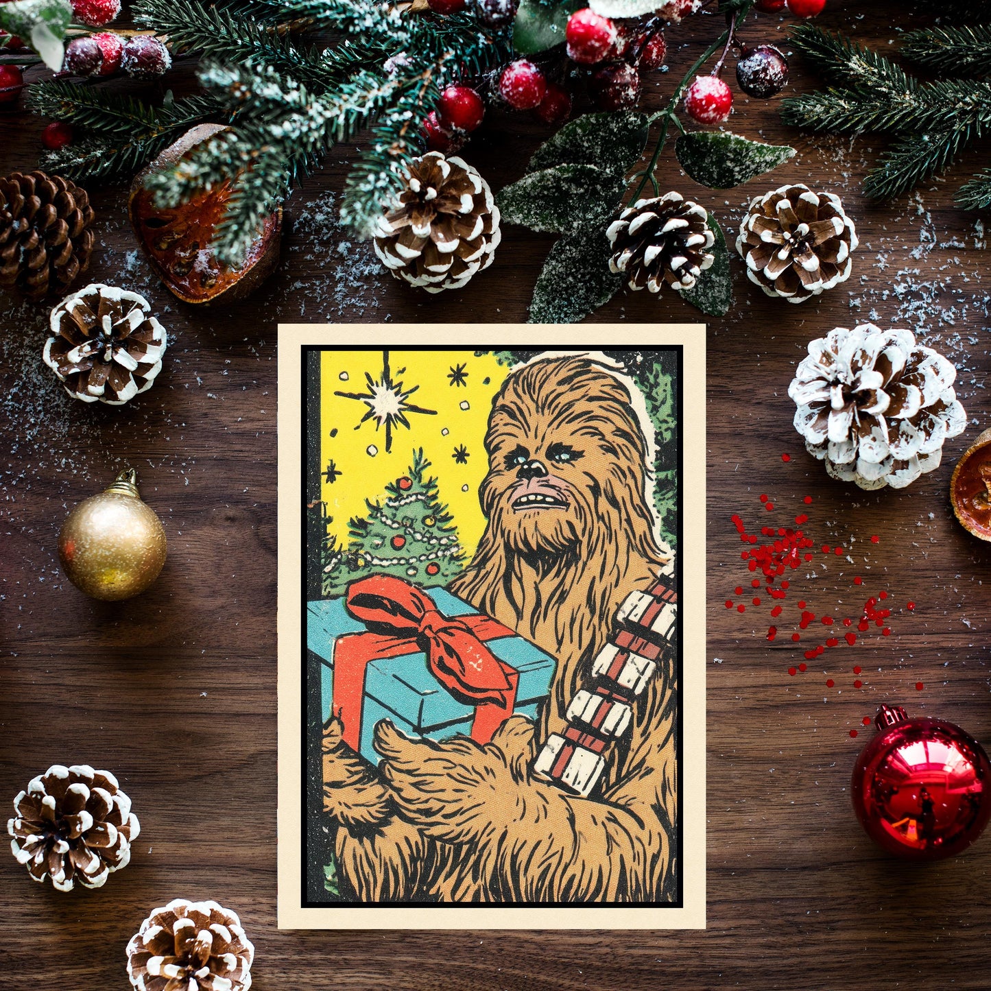 Funny Chewbacca Christmas Card | Geeky Star Wars Holiday Greeting