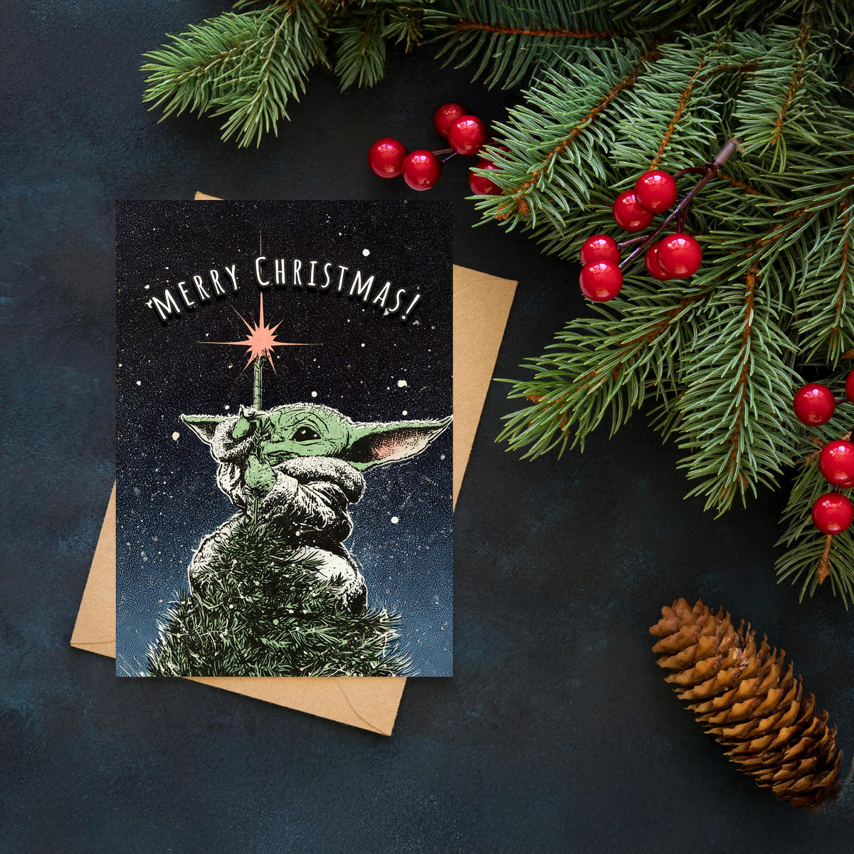 Baby Yoda Christmas Card • Funny Star Wars Holiday Gift