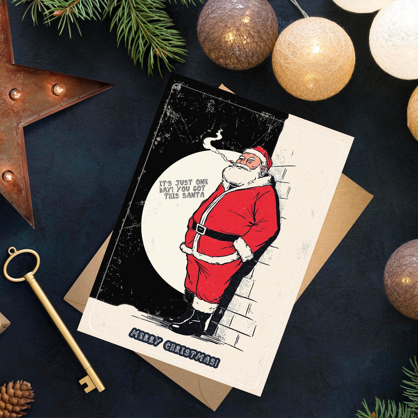 Santa Christmas Card | Funny Holiday Greeting | Funny Xmas Card, gift for him, gift for her, Stressed Santa
