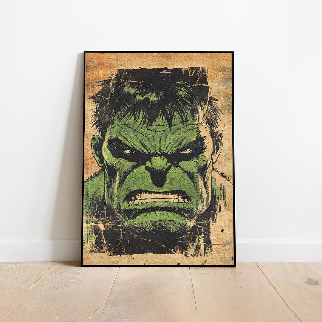 Hulk Comic Book Poster, Avengers, Superhero Wall Art