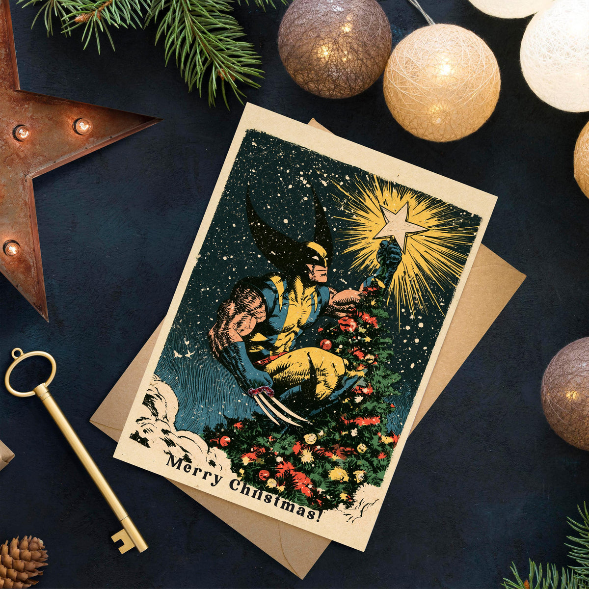 Wolverine Christmas Card, Wolverine Xmas Card, Marvel Christmas Card, Superhero Holiday Card, Comic Book Christmas, Wolverine Gift