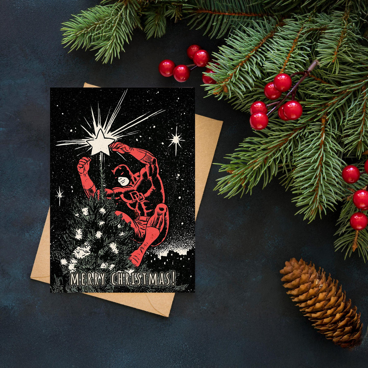 Daredevil Christmas Card, Marvel Christmas Card, Funny Superhero Xmas Card, Comic Book Holiday Card, Daredevil Fan Gift