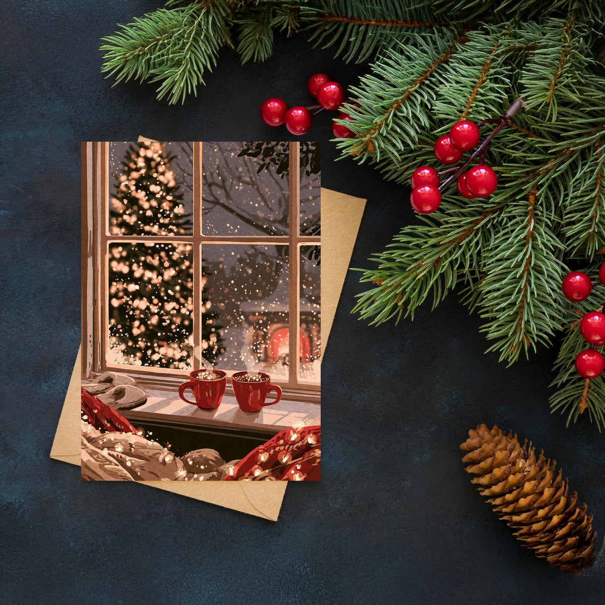 Christmas Couple Card, Romantic Christmas Card, Christmas Love Card, Cozy Winter Greeting, Anniversary Christmas Gift, Holiday Card