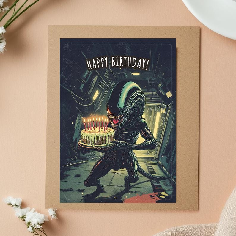Alien Birthday Card: Sci-Fi Movie Inspired