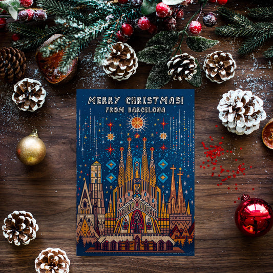 Barcelona Landmark Christmas Card | Spanish Holiday Greeting
