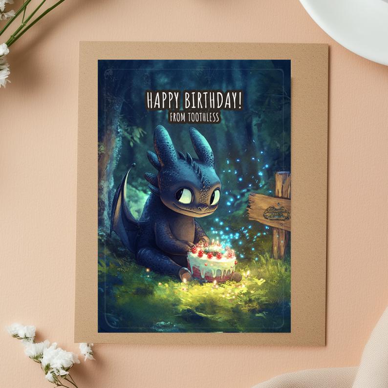 Toothless Birthday Card: How To Train Your Dragon, A5 Greeting Card