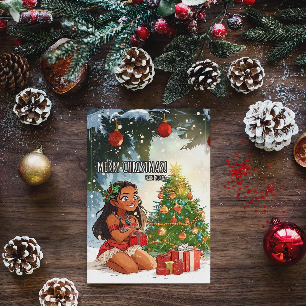 Moana Christmas Card, Holiday Greeting Card