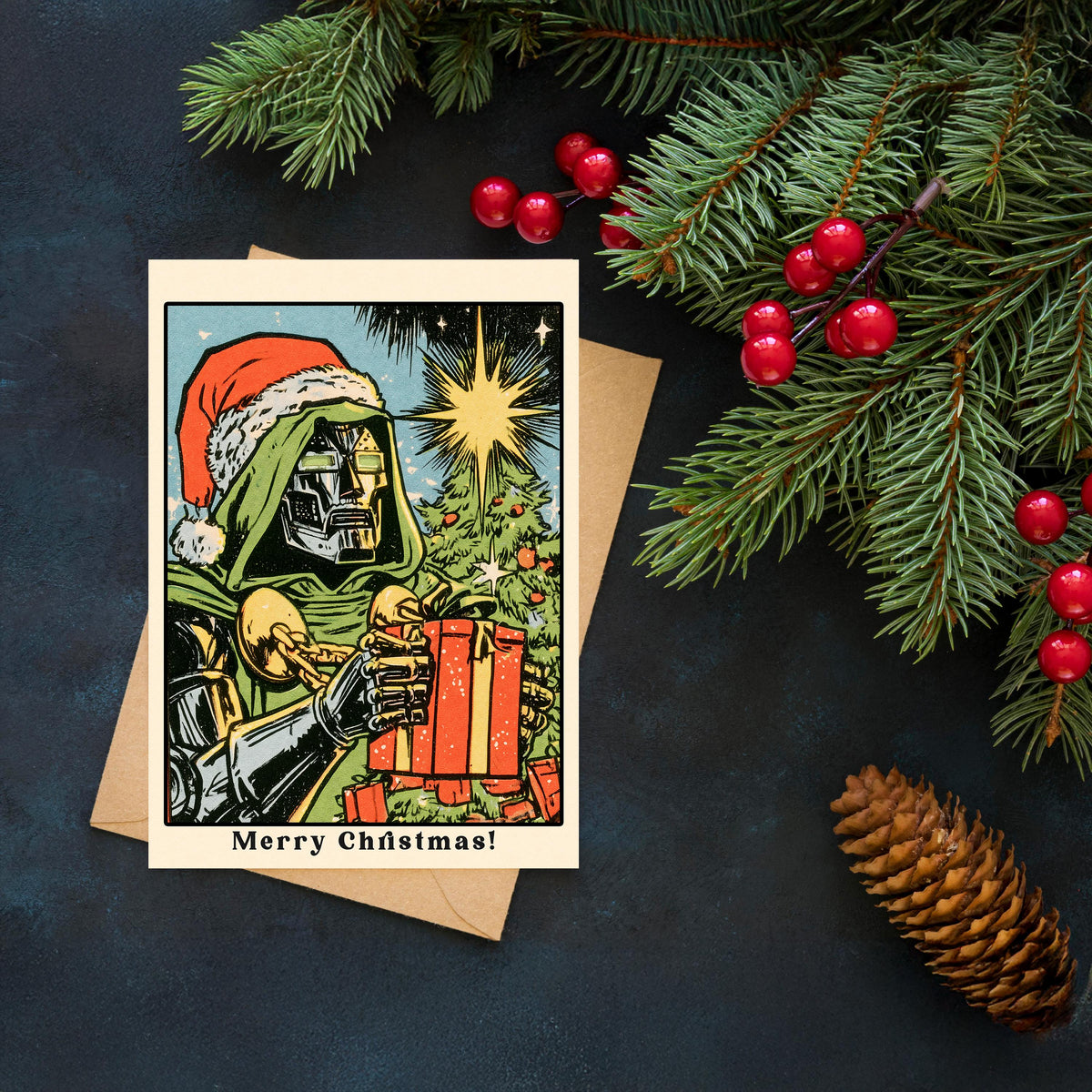 Doom Christmas Card, Funny Marvel Christmas Card, Doctor Doom Xmas Card, Superhero Holiday Card, Comic Book Christmas Gift