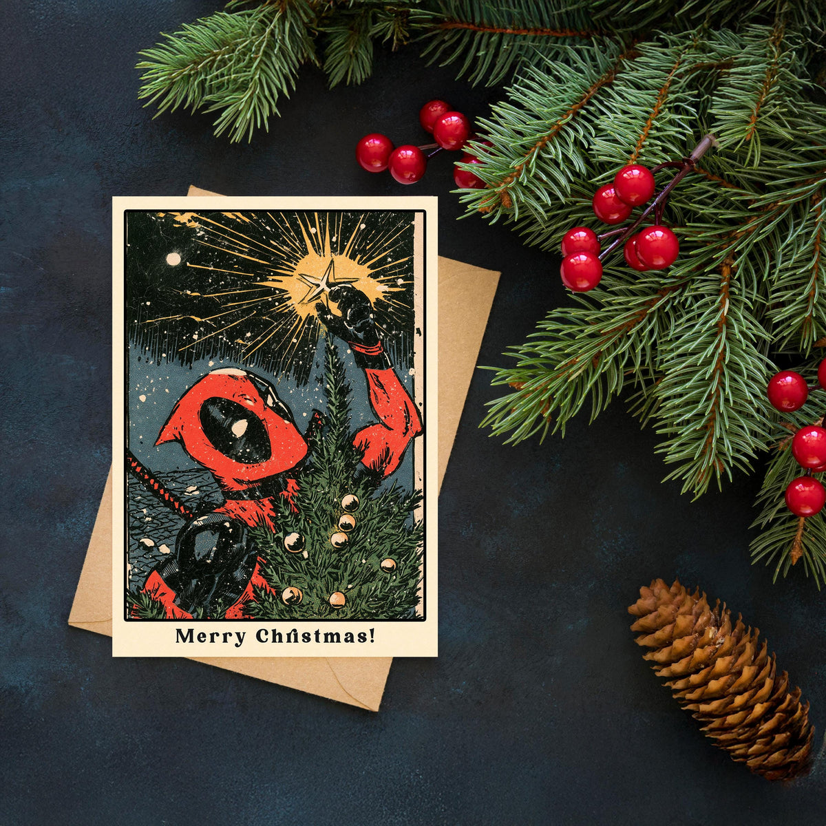 Funny Deadpool Christmas Card, Avengers Inspired