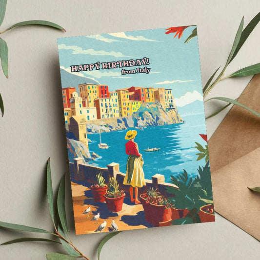 Italy Birthday Card: Rome Skyline Travel Art