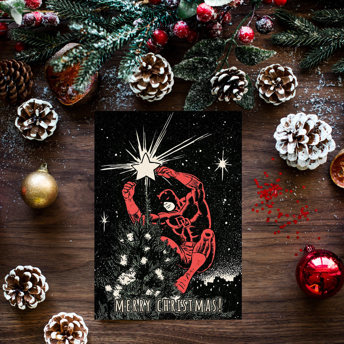 Daredevil Christmas Card, Marvel Christmas Card, Funny Superhero Xmas Card, Comic Book Holiday Card, Daredevil Fan Gift