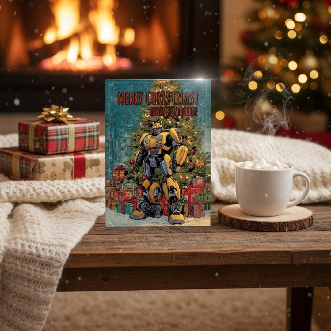 Bumblebee Transformer Christmas Card: Robot Holiday Greetings