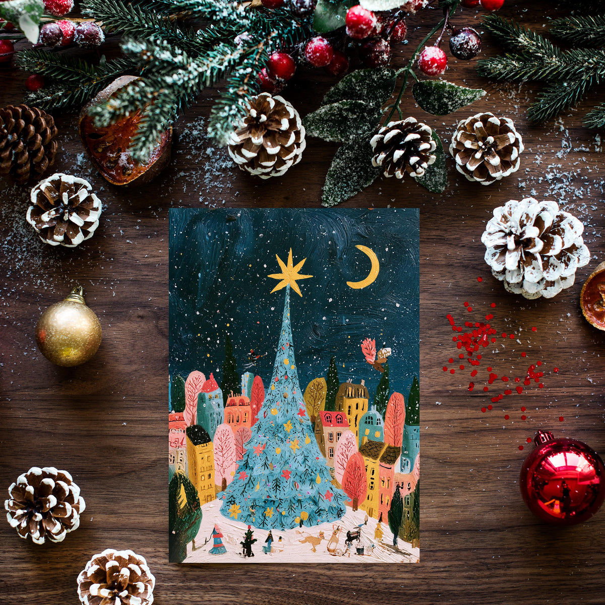 Paris Christmas Card, Christmas in Paris, Paris Winter Art, Eiffel Tower Christmas Card, Parisian Holiday Card, French Christmas Gift