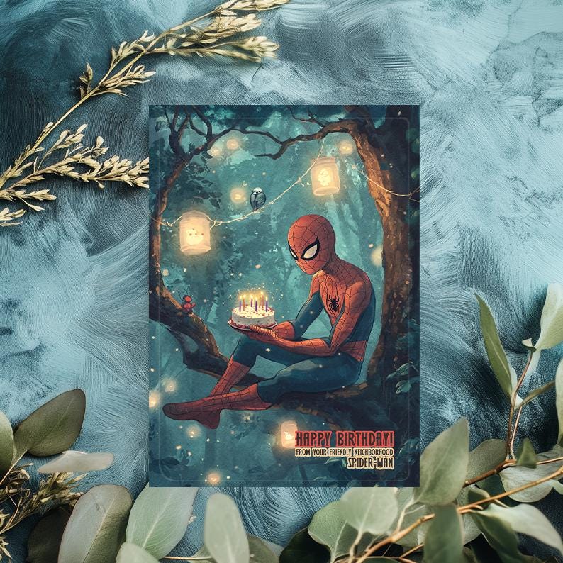 Spider-Man Birthday Card | Funny Marvel Superhero Card | Kids or Adults | Comic Style Spiderman Greeting Card | Funny Birthday Card