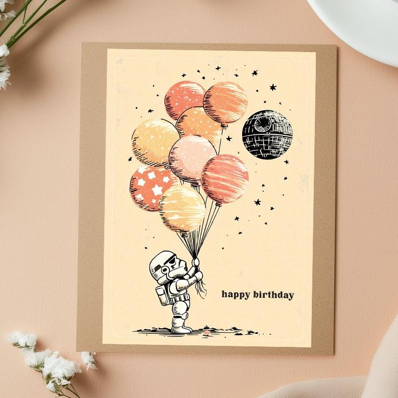 Funny Stormtrooper Birthday Card: Star Wars Galactic Empire Art