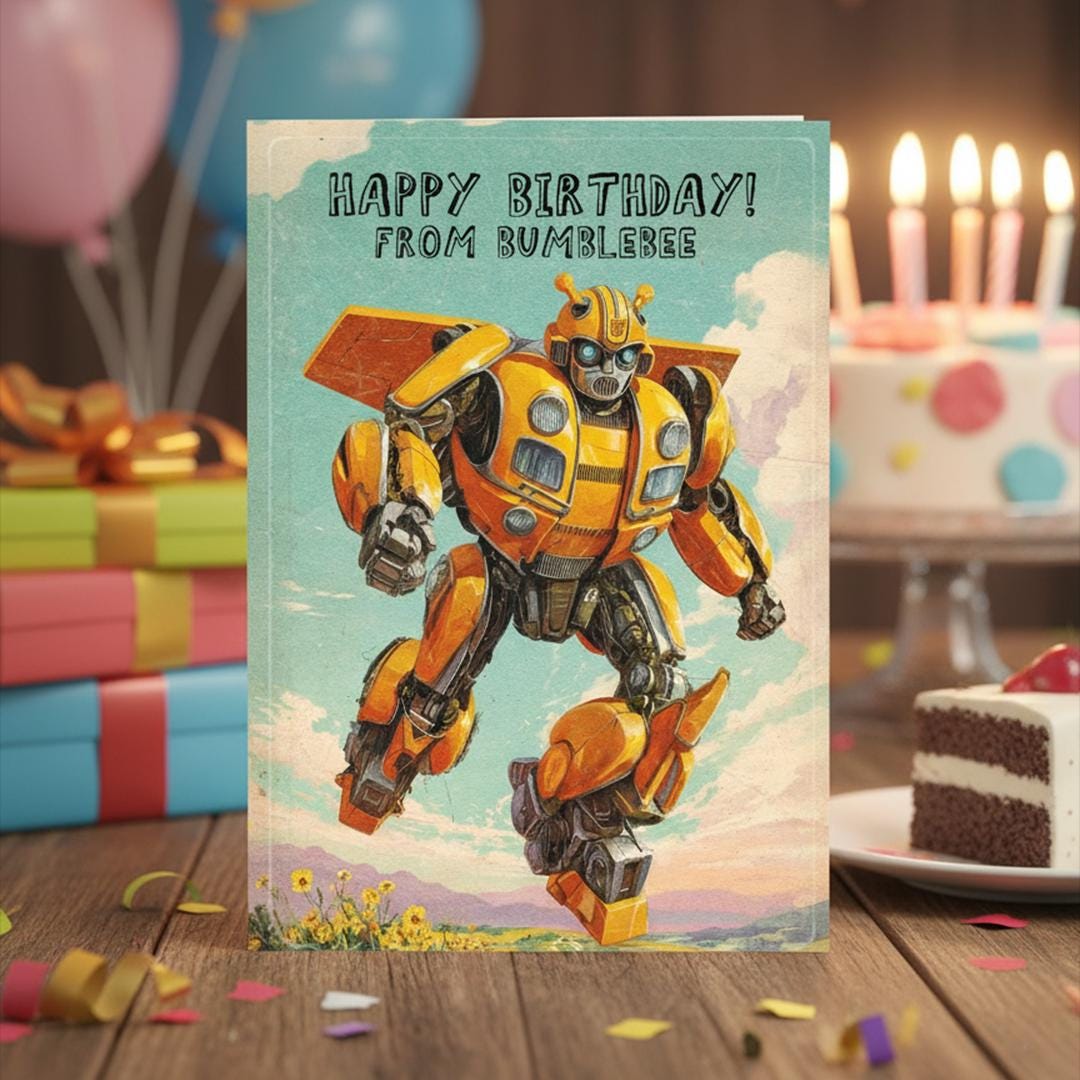Bumblebee Birthday Card: Funny Transformers Gift