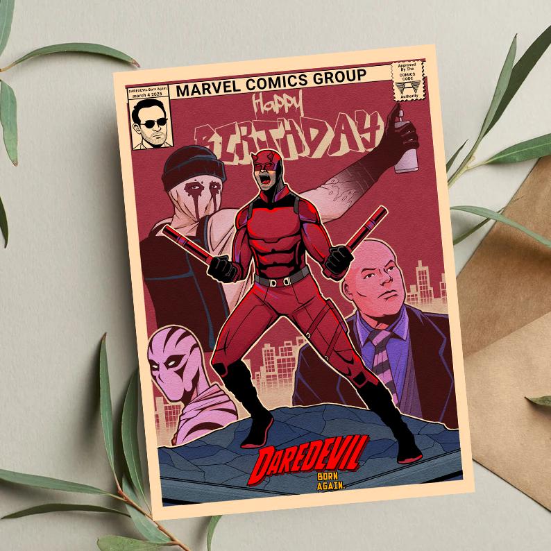 Daredevil Birthday Card • Marvel Gift • Avengers Birthday Card • Daredevil Card • Funny Birthday Card • Birthday cards
