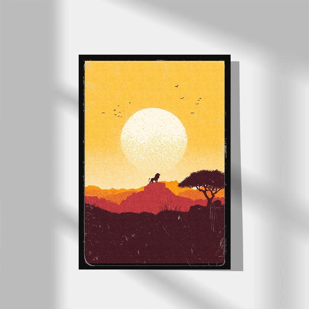 Lion King Poster | Disney Wall Art | Simba, Nala and Pride Rock | Kids Room Decor | Movie & Animation Print | Disney Gift