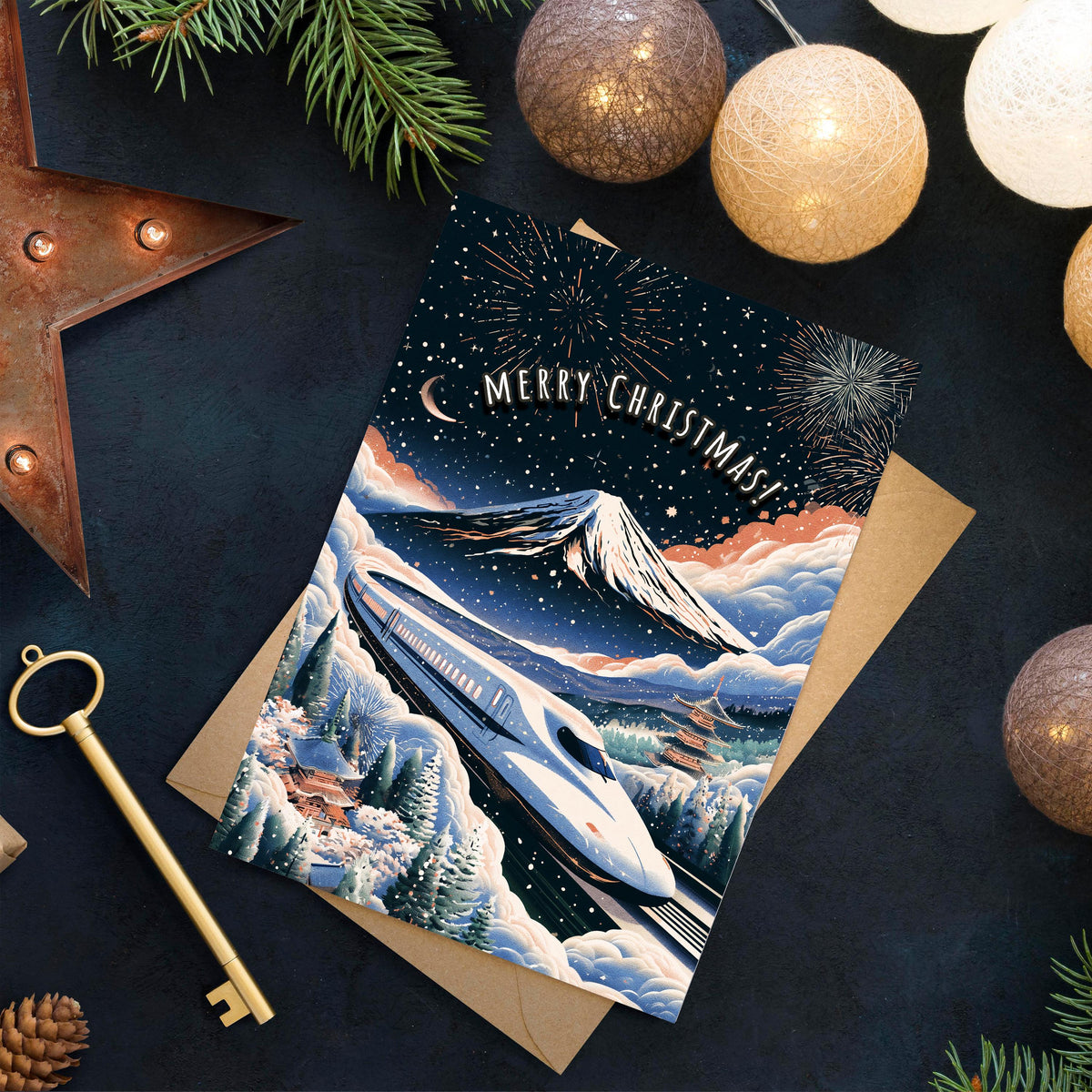 Japan Christmas Card, Japanese Christmas Card, Tokyo Winter Card, Mount Fuji Xmas Card, Japanese Holiday Card, Winter Travel Gift