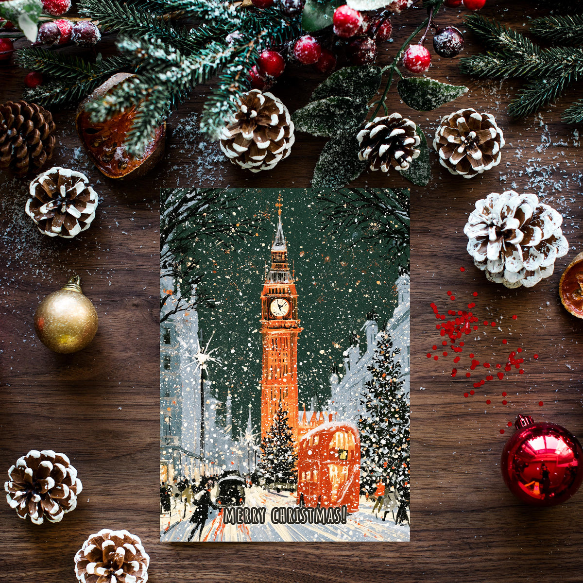 London Christmas Card, London Winter Card, Big Ben Christmas Card, London Xmas Card, British Holiday Card, London Gift