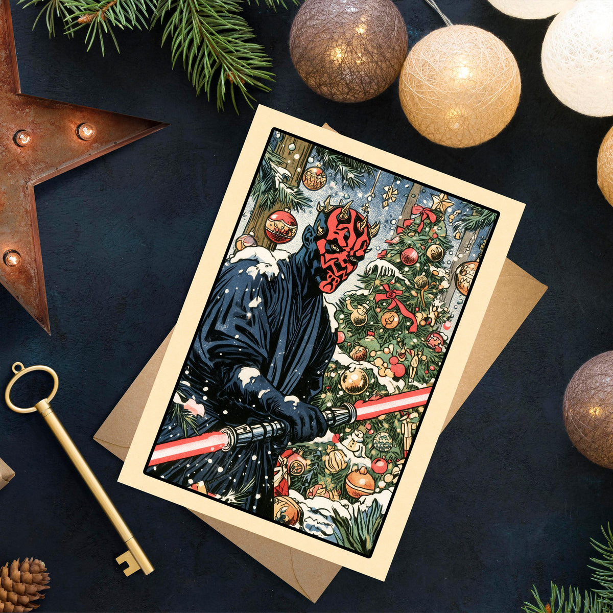 Darth Maul Christmas Card, Star Wars Christmas Card, Funny Christmas Card, Sith Holiday Card, Sci Fi Christmas Gift, Geeky Holiday Card