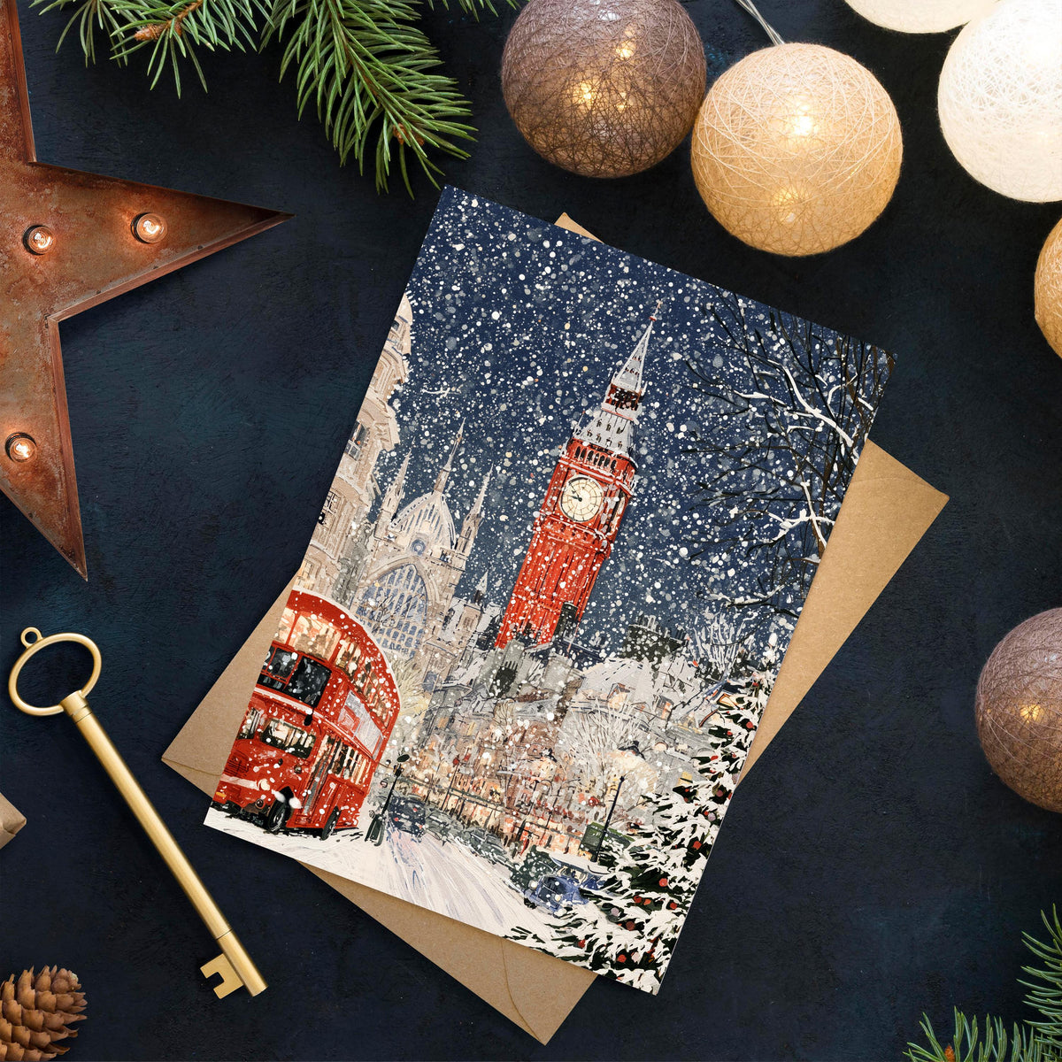 London Christmas Card, London Winter Card, Big Ben Christmas Card, London Xmas Card, British Holiday Card, London Gift