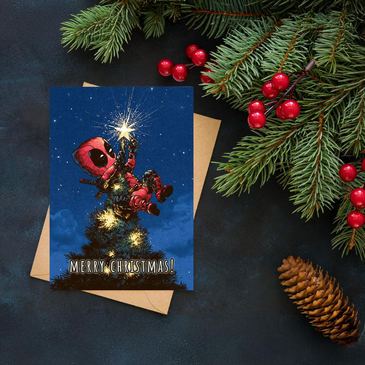Funny Deadpool Christmas Card, Avengers Inspired