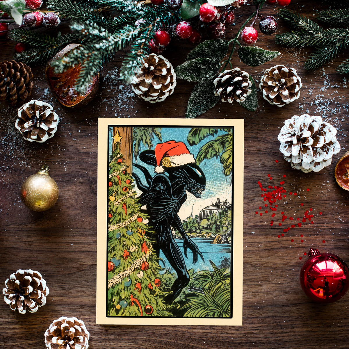 Alien Christmas Card, Sci-Fi Holiday Greetings