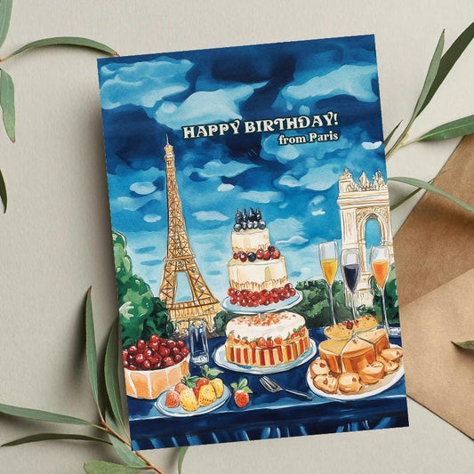 Paris Birthday Card: Eiffel Tower Art, France Travel Gift