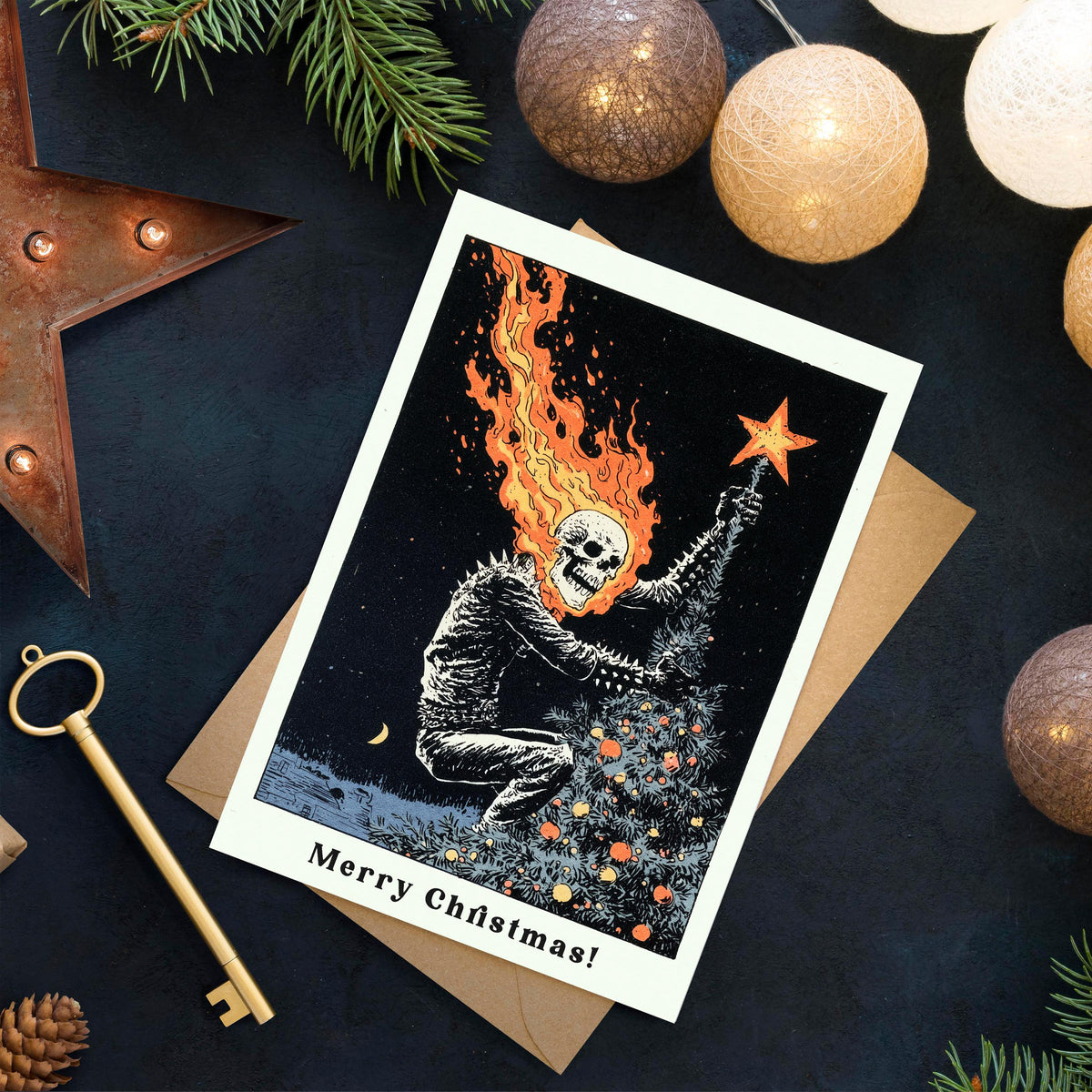 Ghost Rider Christmas Card, Marvel Christmas Card, Funny Horror Xmas Card, Fiery Superhero Holiday Card, Ghost Rider Fan Gift