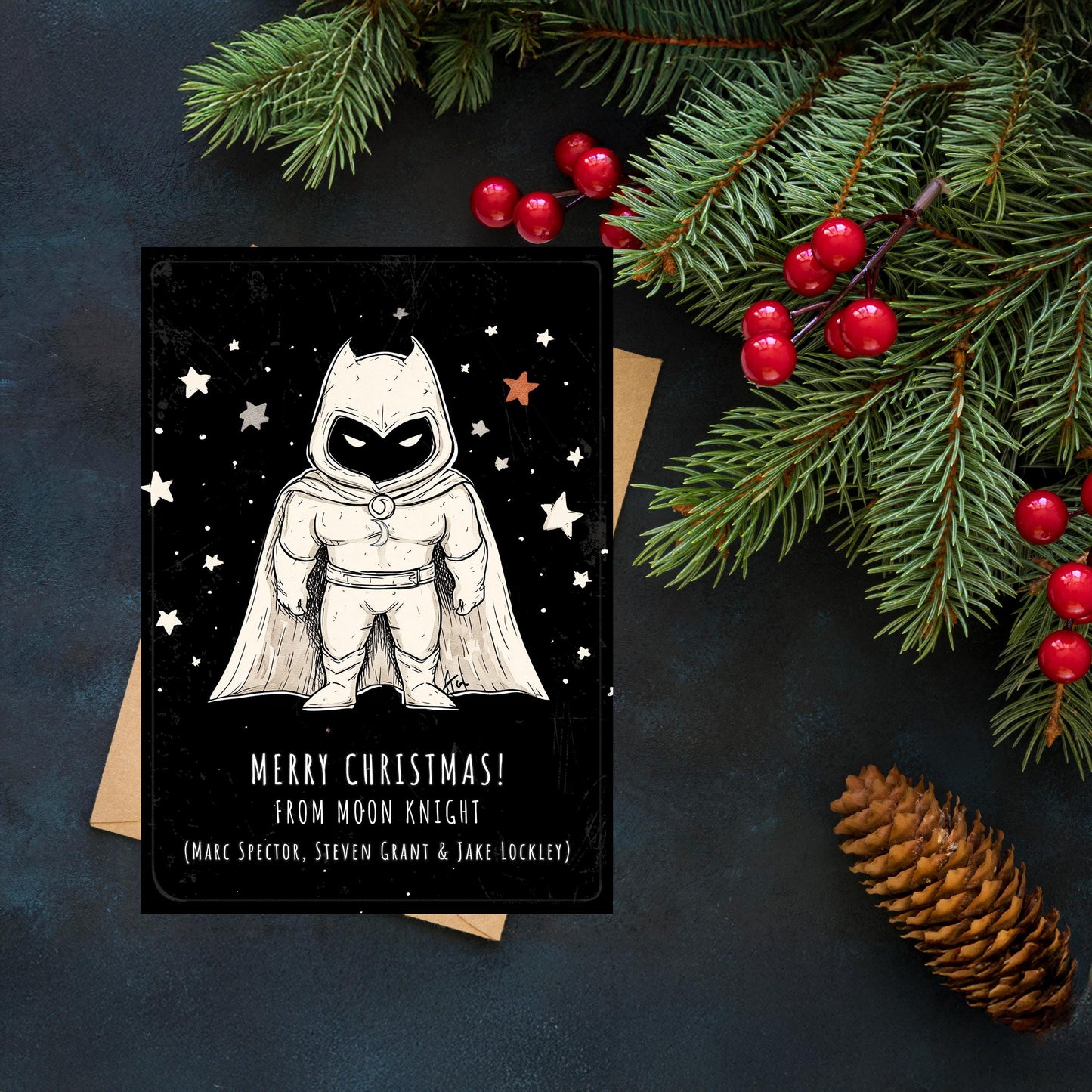 Moon Knight Christmas Card, Funny Avengers Card