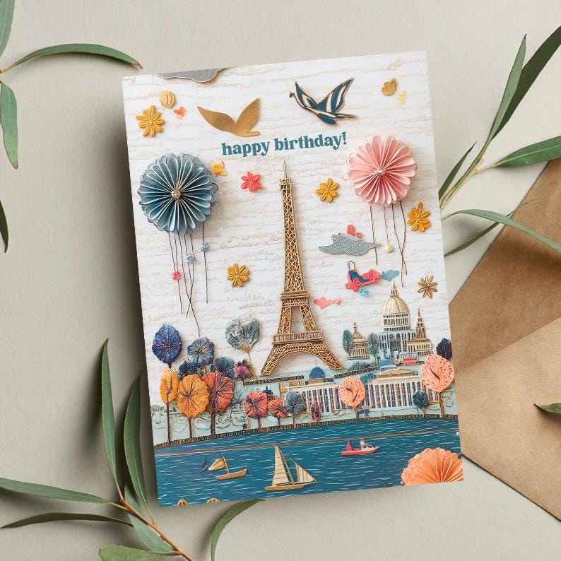 Paris Birthday Card, Paris Print, Paris, Birthday Card, Funny Card, Funny Birthday Card, Anniversary Card, Love Card, Paris Art