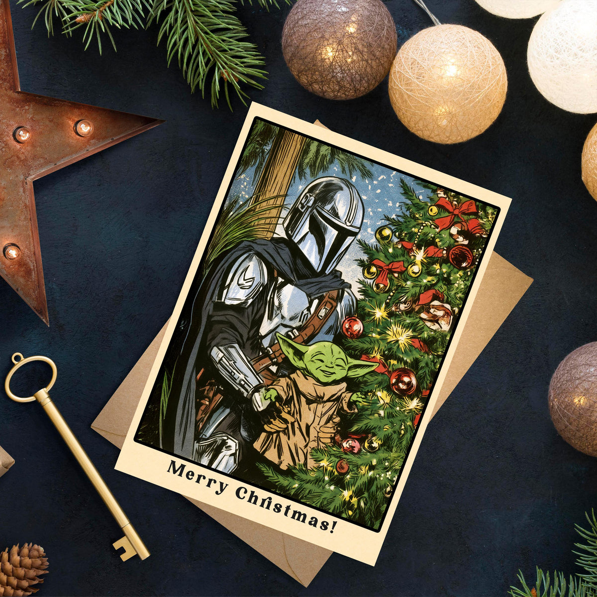 Mandalorian Christmas Card, Star Wars Christmas Card, Mando Holiday Card, Sci Fi Christmas Greeting, Funny Geeky Christmas Gift