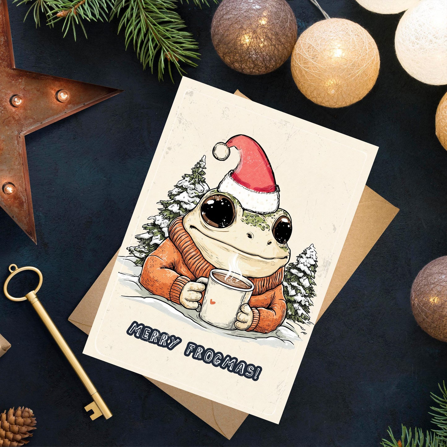 Funny Frog Christmas Card | Quirky Holiday Greeting (A5)