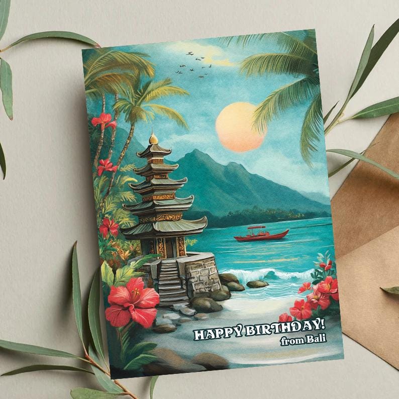 Bali Birthday Card: Indonesian Travel Art