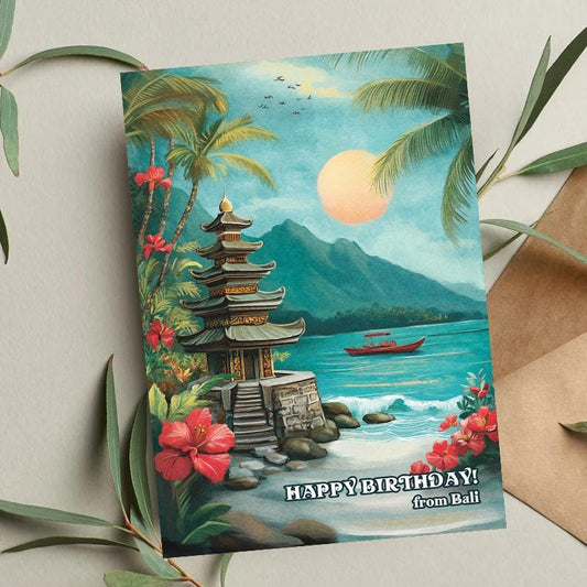Bali Birthday Card: Indonesian Travel Art