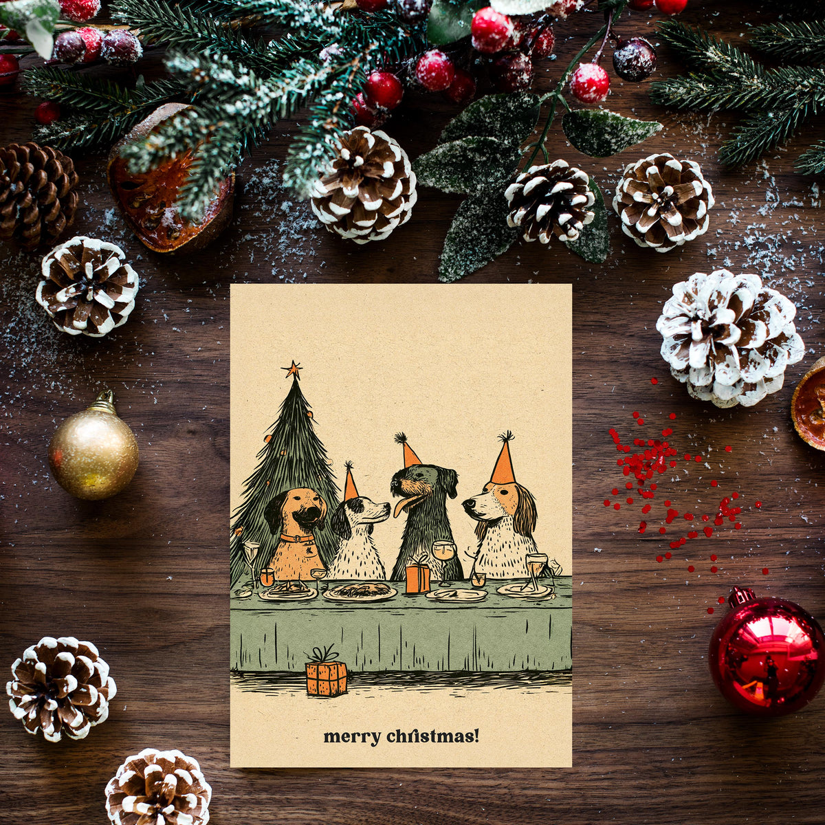 Dog Christmas Card, Funny Christmas Dog Card, Dog Lover Christmas, Festive Dog Greeting, Christmas Party Card, Dog Lover Gift