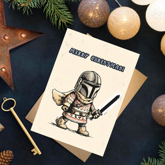 Mandalorian Christmas Card • Star Wars Gift Gift • Star Wars Christmas Card • Baby Yoda • Funny Christmas Card • Christmas cards