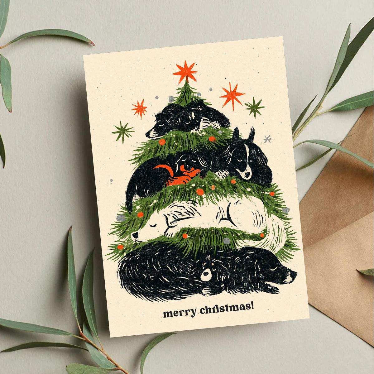 Dog Christmas Card, Christmas Dog Card, Cute Holiday Greeting, Dog Lover Gift, Festive Dog Card, Woodland Christmas, Pet Lover Gift