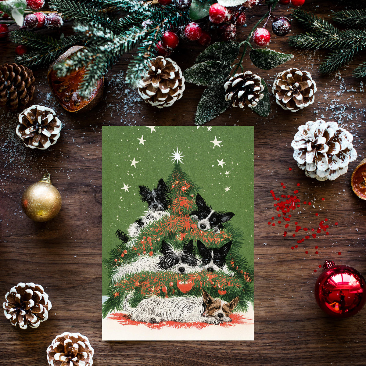 Dog Christmas Card, Christmas Dog Card, Cute Holiday Greeting, Dog Lover Gift, Festive Dog Card, Woodland Christmas, Pet Lover Gift