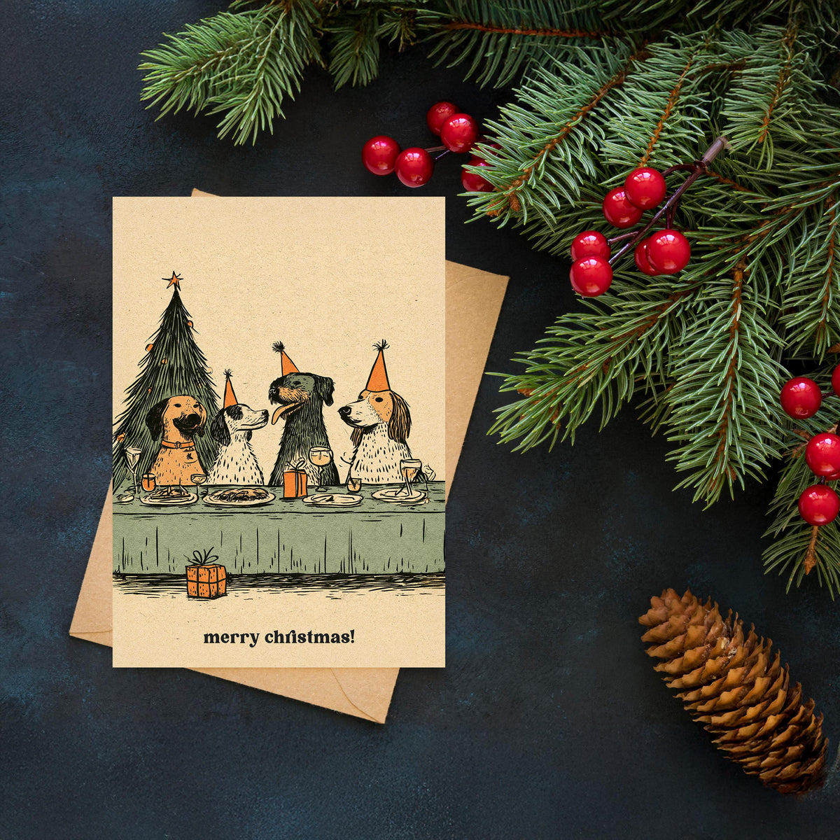 Dog Christmas Card, Funny Christmas Dog Card, Dog Lover Christmas, Festive Dog Greeting, Christmas Party Card, Dog Lover Gift