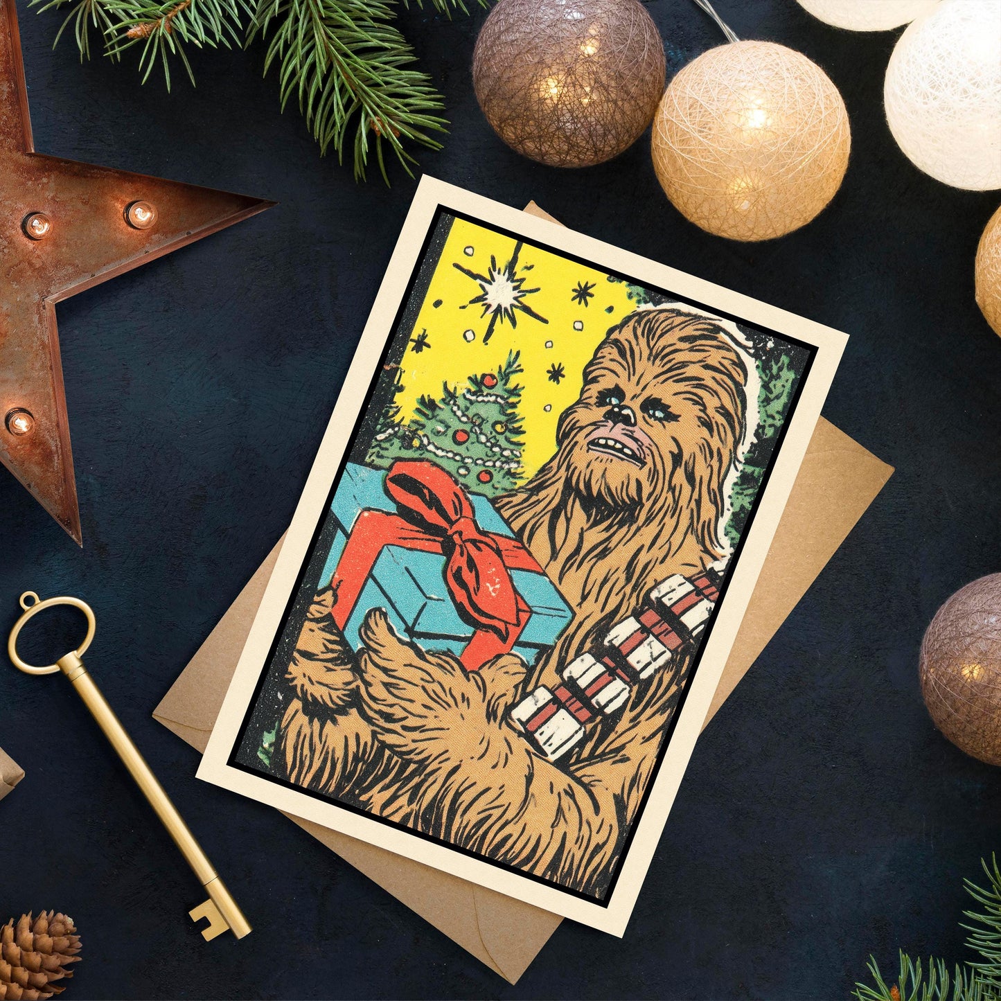 Funny Chewbacca Christmas Card | Geeky Star Wars Holiday Greeting
