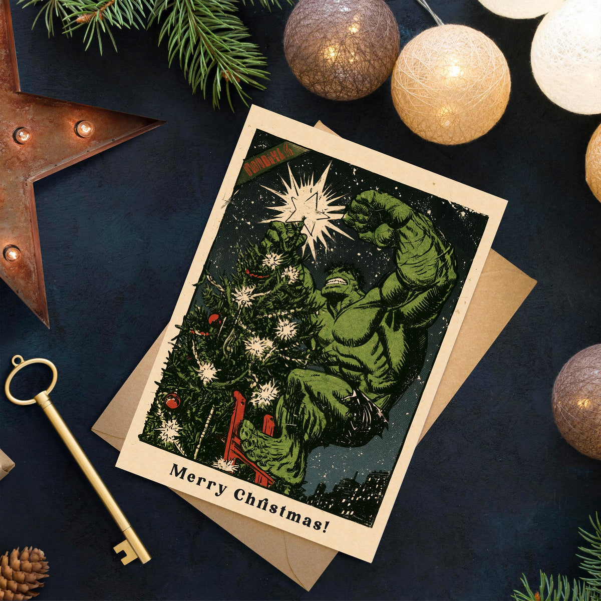 Hulk Christmas Card, Marvel Christmas Card, Funny Superhero Xmas Card, Hulk Holiday Card, Comic Book Christmas Gift, Geeky Card