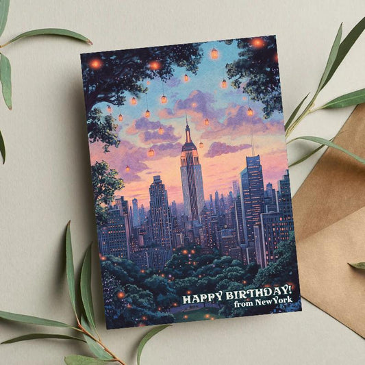 New York City Birthday Card: Handcrafted Cityscape Design