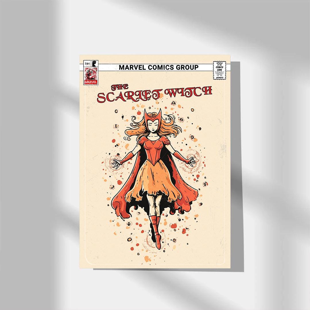 Scarlet Witch Poster | Wanda Maximoff, Marvel Wall Art, Avengers Poster, Superhero Poster, Comic Book Poster, Marvel Print, Marvel Poster