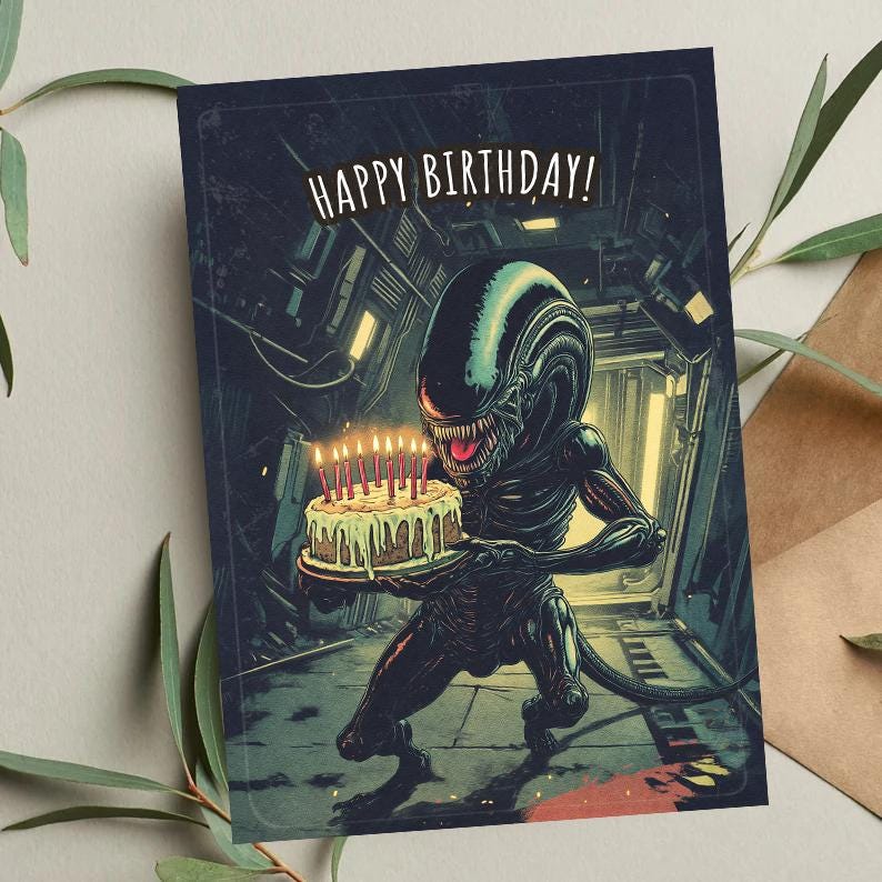Alien Birthday Card: Sci-Fi Movie Inspired