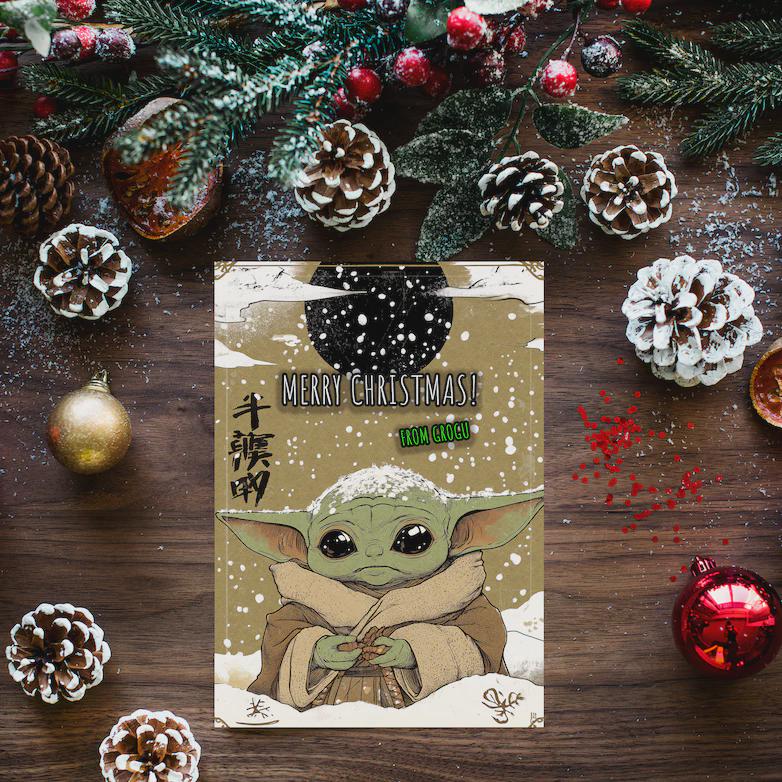 Baby Yoda Christmas Card • Grogu Star Wars Holiday Gift
